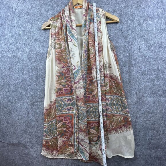 Kaitlyn Vest Womens Large Boho Bandana Flowy Sheer Paisley Festival Hippie - Picture 4 of 6